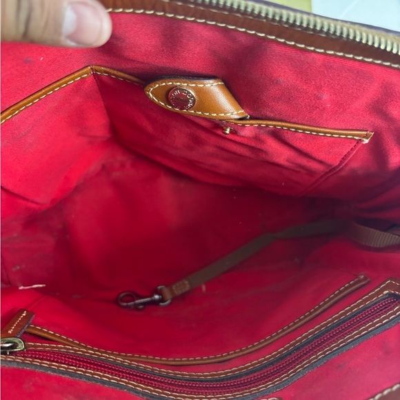 Dooney & Bourke Maroon and Tan Leather Satchel - Picture 8 of 9